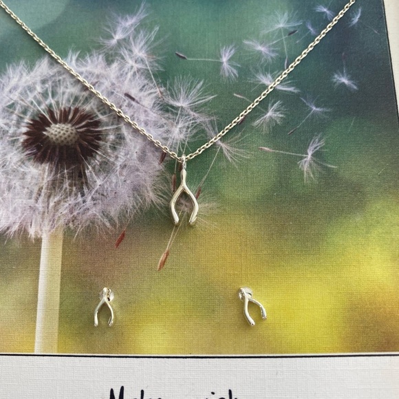 Unwritten| Sterling silver set| earrings necklace Wishbone - Picture 2 of 2